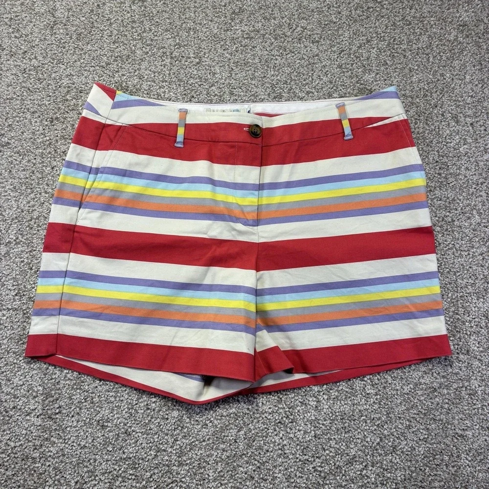 Boden Shorts Womens 10 Multicolor Striped Chino Twill Stretch Summer Casual